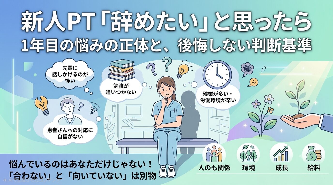 【1年目PT/OT向け】理学療法士・作業療法士を辞めたいと感じたら最初に読む記事｜新人PTが限界になる理由と判断基準